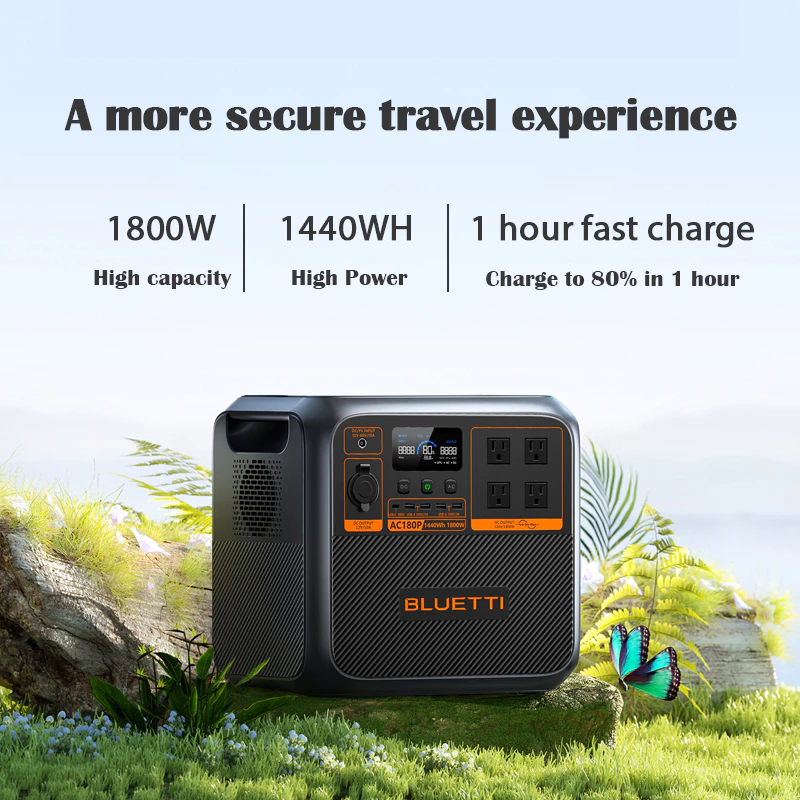 BLUETTI AC180P 1800W Portable Power Station | 1440Wh LiFePO₄ Battery Solar Generator for Home Backup, RV, Camping, Emergency | Fast Charging | 5-Year Local Warranty