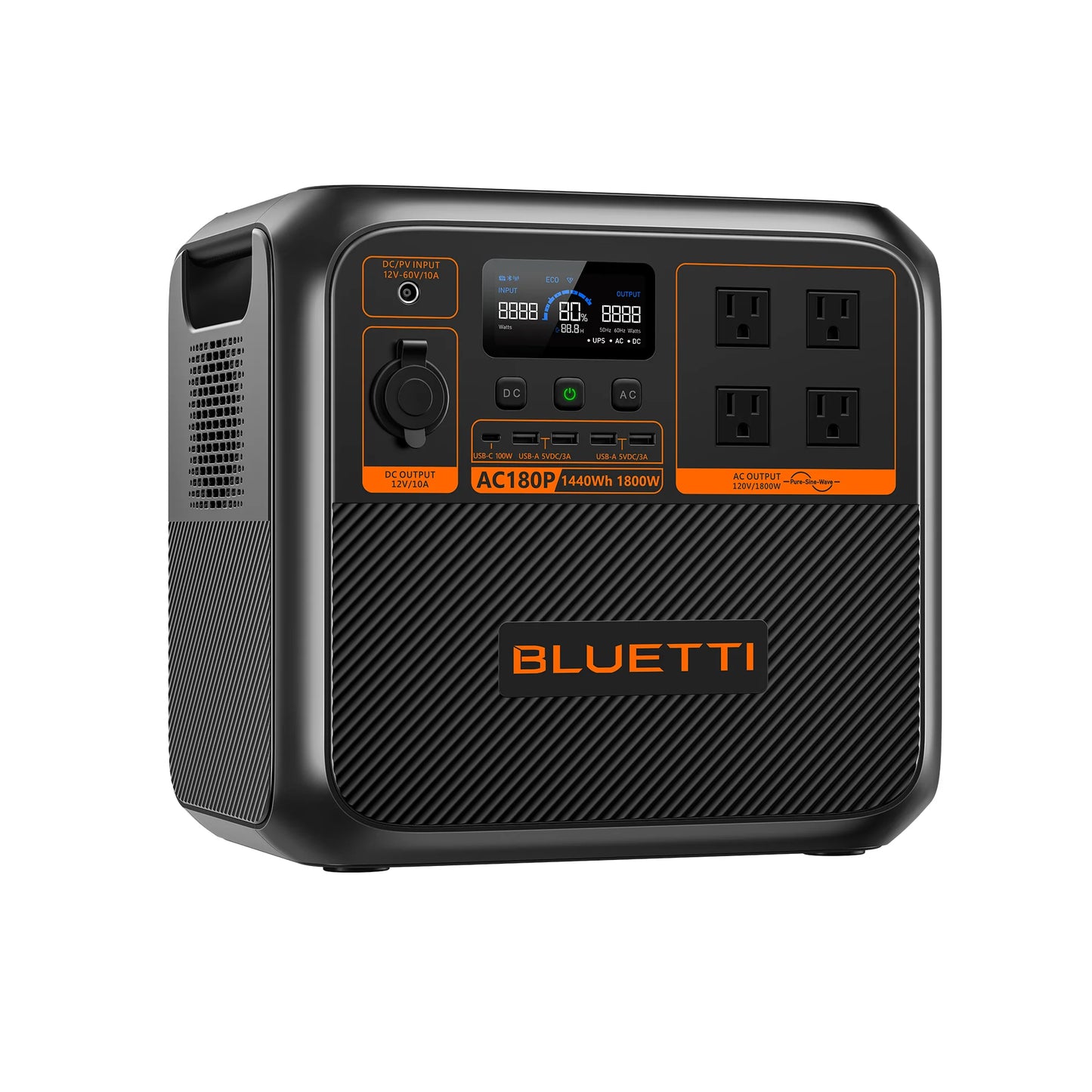 BLUETTI AC180P 1800W Portable Power Station | 1440Wh LiFePO₄ Battery Solar Generator for Home Backup, RV, Camping, Emergency | Fast Charging | 5-Year Local Warranty