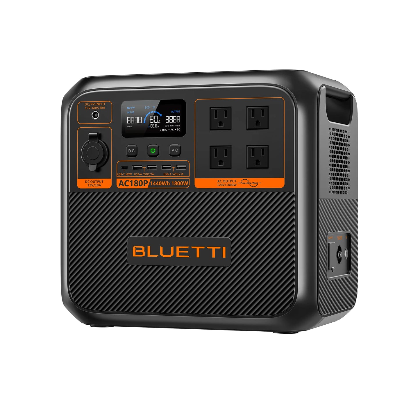 BLUETTI AC180P 1800W Portable Power Station | 1440Wh LiFePO₄ Battery Solar Generator for Home Backup, RV, Camping, Emergency | Fast Charging | 5-Year Local Warranty