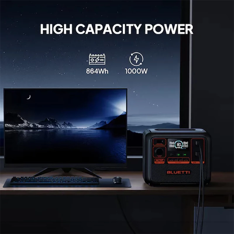 BLUETTI AC70P 1000W Portable Power Station with PV200 Solar Panel | 768Wh LiFePO4 Battery | 5-Year Warranty