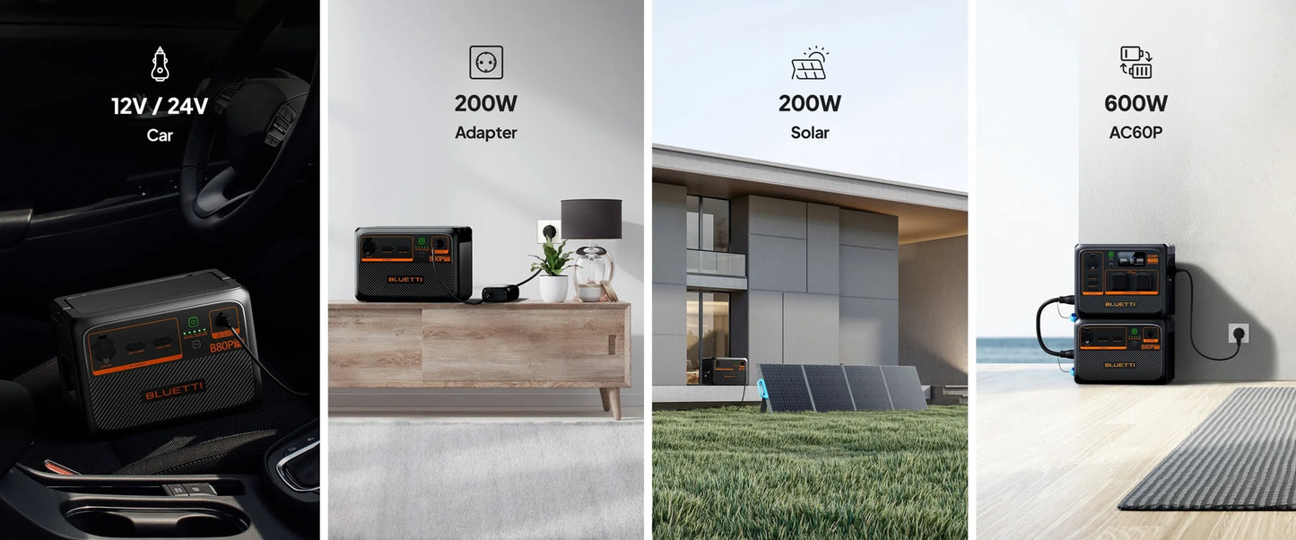 BLUETTI B80P 806Wh Expansion Battery | Ultra-Reliable LiFePO₄ Power for AC60P | Boost Your Backup with High-Capacity Solar Storage | 6-Year Local Warranty