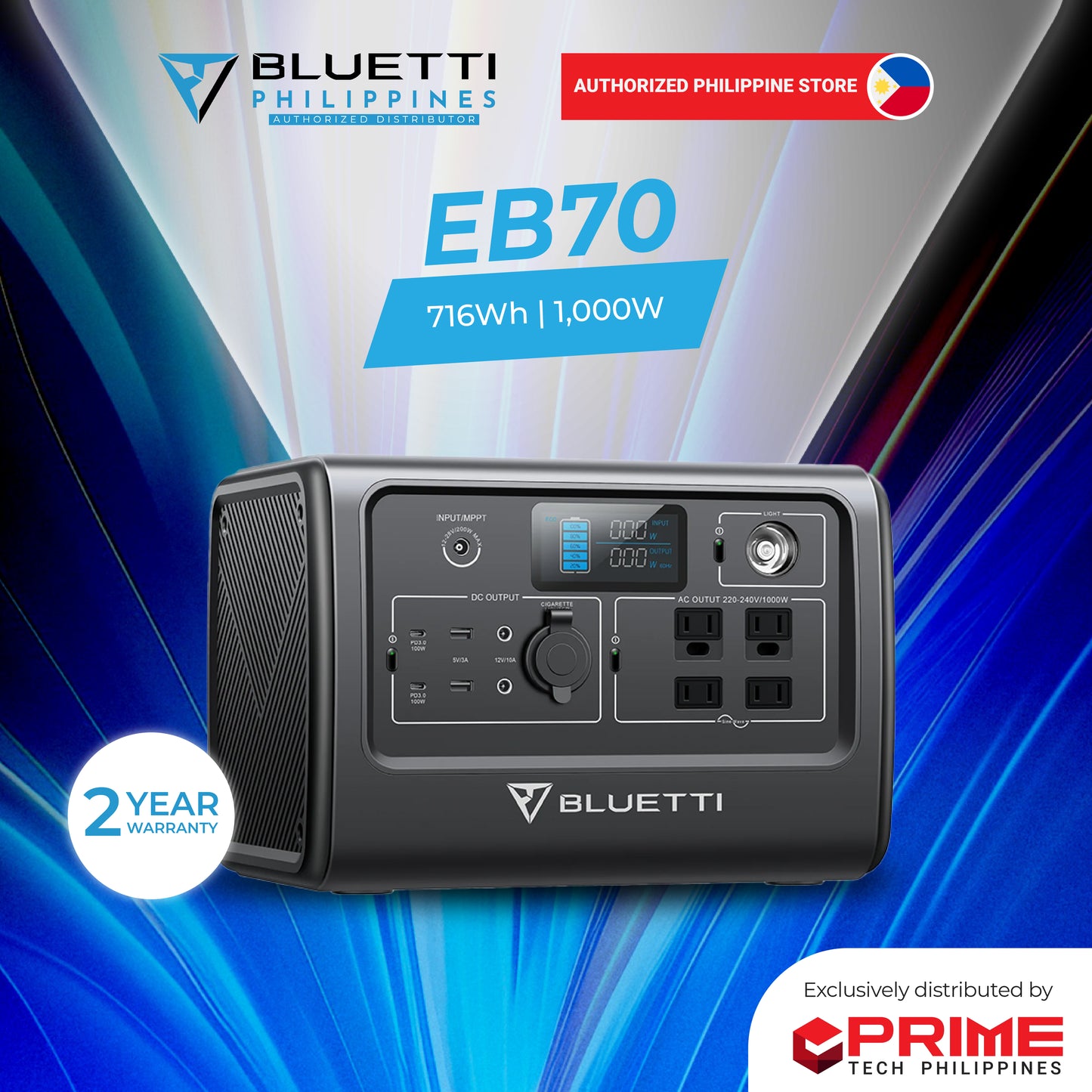 AUTHORIZED BLUETTI EB70 Portable Power Station (1000W)