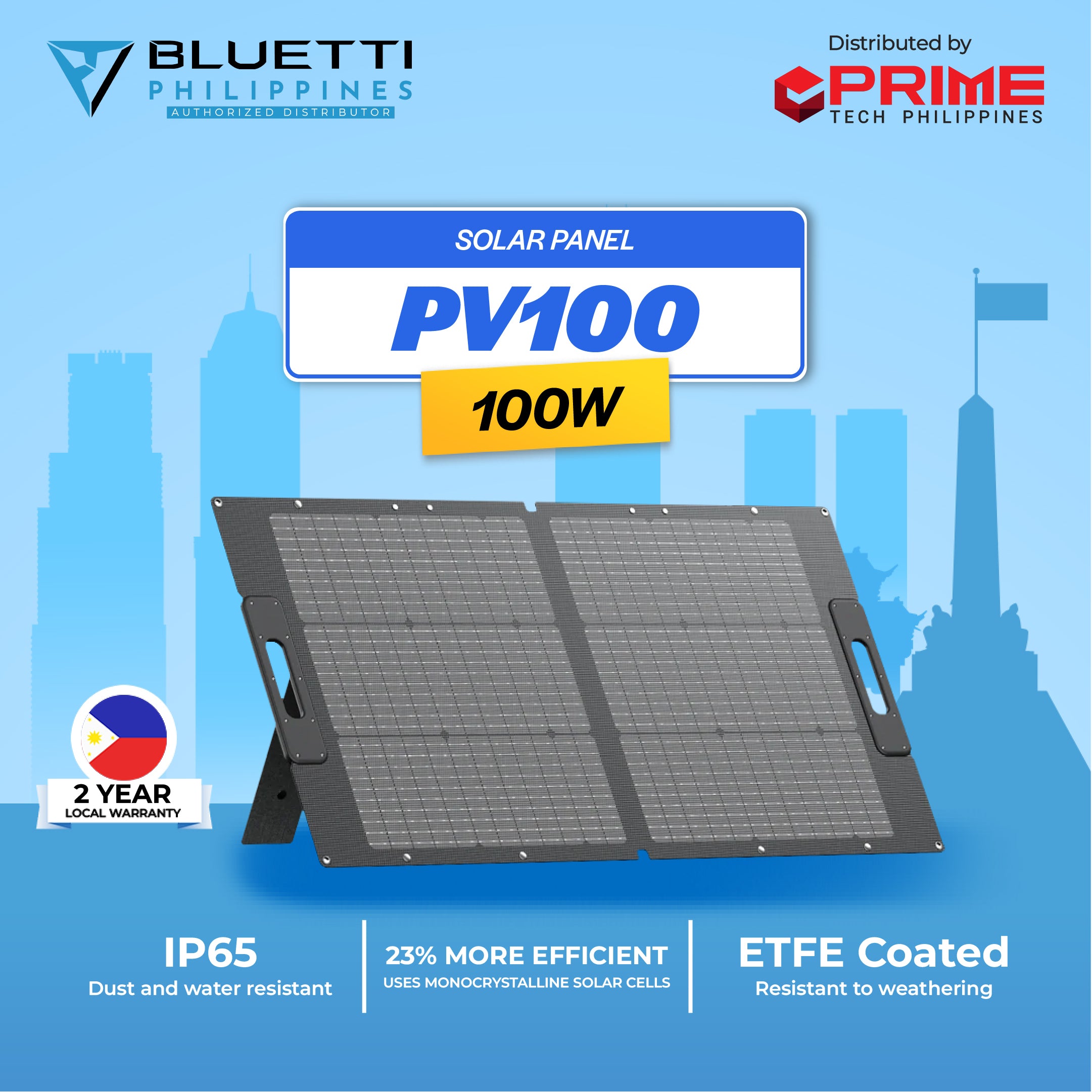 BLUETTI PV100 100W Foldable Solar Panel – High-Efficiency