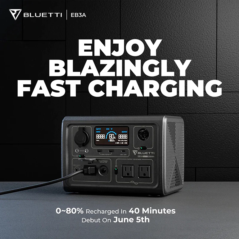 BLUETTI EB3A 600W with PV120 Solar Panel Portable Power Station 268Wh LiFePO4 Battery Backup Solar