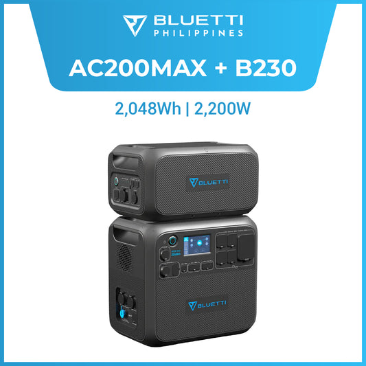 BLUETTI AC200MAX Expandable Power Station (2,200W) + BLUETTI B230 Expansion Battery (2,048Wh)