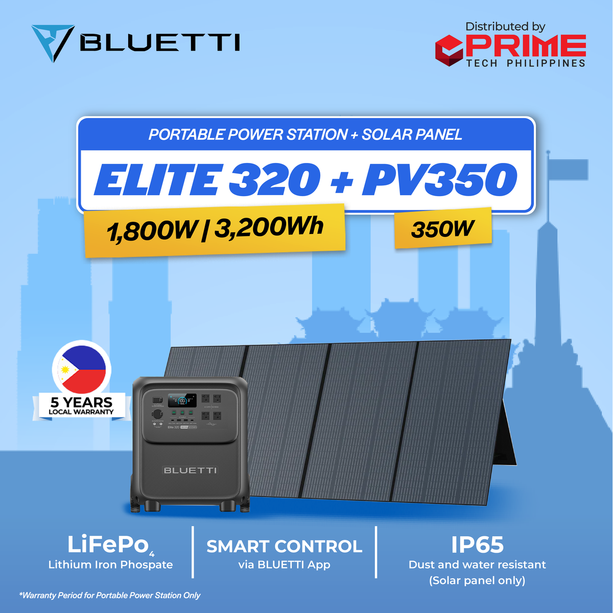 BLUETTI Premium Elite 320 Portable Power Station 3200Wh LiFePO4 1800W Solar Generator | UPS Backup Power Supply