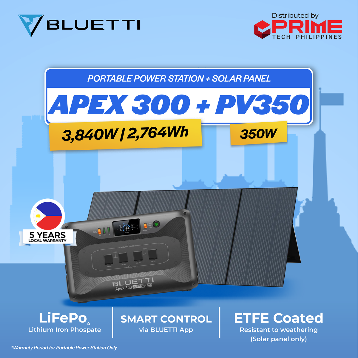 BLUETTI Premium Apex 300 Portable Power Station 2764.8Wh 3840W Solar Generator LiFePO4 Battery Backup Home RV Emergency Power