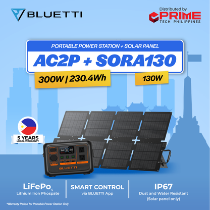 BLUETTI Premium AC2P 300W Portable Power Station | 230Wh LiFePO₄ Battery for Travel, Camping, Emergency Backup | Fast Charging | 5-Year Local Warranty