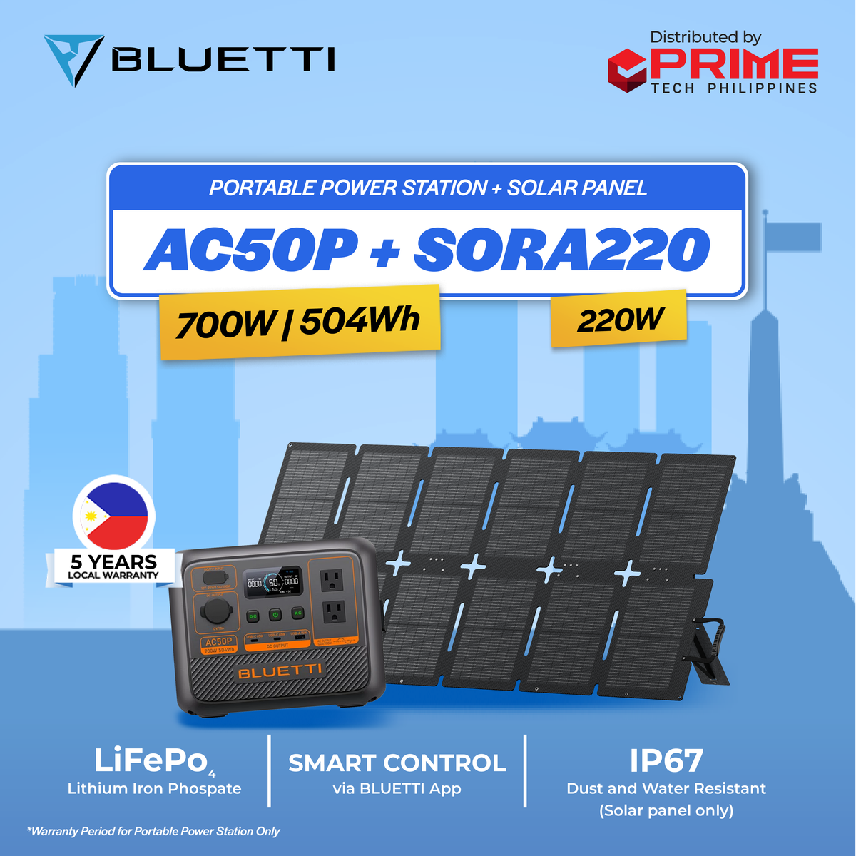 BLUETTI Premium AC2P 300W Portable Power Station | 230Wh LiFePO₄ Battery for Travel, Camping, Emergency Backup | Fast Charging | 5-Year Local Warranty