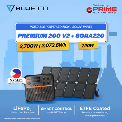 BLUETTI Premium 200 V2 Portable Power Station 2700W 2073.6Wh LiFePO4 | Solar Generator with UPS Backup 220V