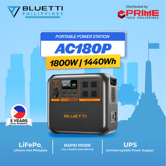 BLUETTI AC180P 1800W Portable Power Station | 1440Wh LiFePO₄ Battery Solar Generator for Home Backup, RV, Camping, Emergency | Fast Charging | 5-Year Local Warranty