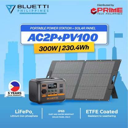BLUETTI Premium AC2P 300W Portable Power Station | 230Wh LiFePO₄ Battery for Travel, Camping, Emergency Backup | Fast Charging | 5-Year Local Warranty