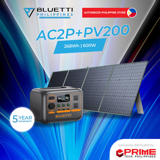 BLUETTI AC2P 234W with PV200 Solar Panel Portable Power Station 300Wh LiFePO4 Battery Backup Solar