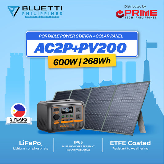 BLUETTI AC2P 234W with PV200 Solar Panel Portable Power Station 300Wh LiFePO4 Battery Backup Solar