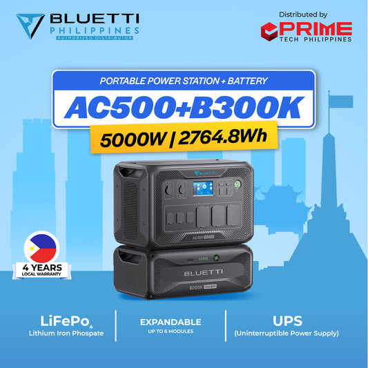 BLUETTI AC500 + B300K 5000W Home Battery Backup System – 3,000Wh LiFePO₄ | 1,383,784mAh Power Station for Home, Business, Emergency | 4-Year Warranty | Authorized PH Distributor