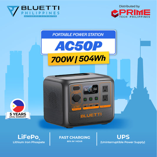 BLUETTI AC50P 500Wh 700W Portable Power Station | Starlink Compatible | Camping, Outdoor, Emergency Backup | 5-Year Local Warranty