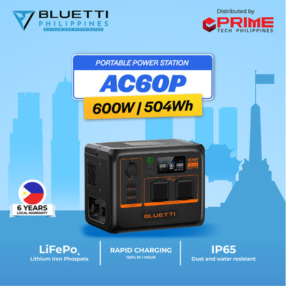AUTHORIZED Bluetti AC60P Expandable Portable Waterproof Power Station 504Wh | 600W (1200W) - PREMIUM SERIES
