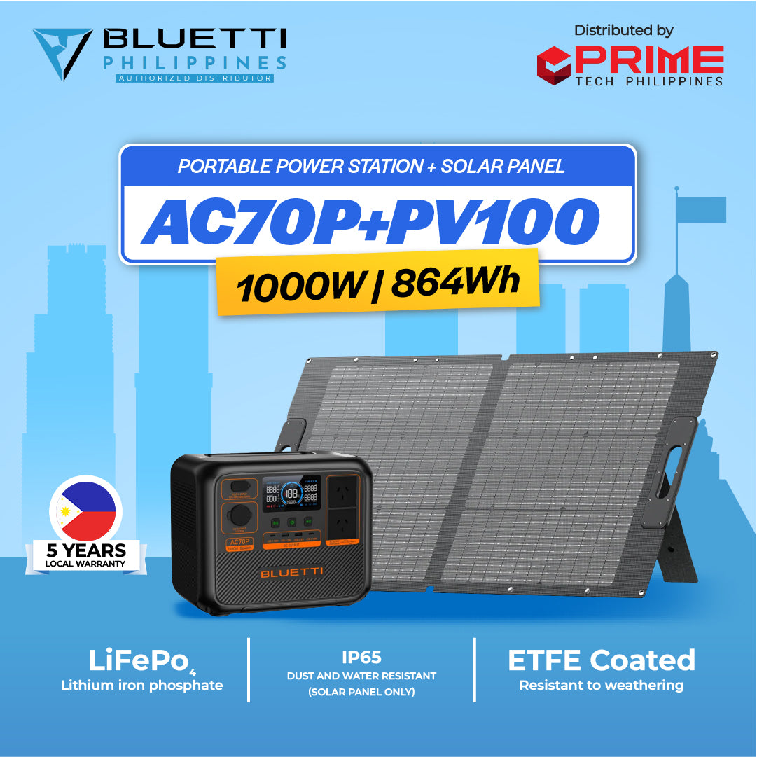 BLUETTI Premium AC70P 1000W Portable Power Station | 864Wh LiFePO₄ Battery for Camping, Home Backup, Emergency | 5-Year Local Warranty