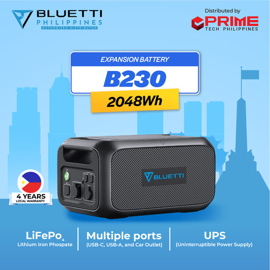BLUETTI B230 Expansion Battery – 2048Wh LiFePO₄ | Compatible with AC200MAX, AC300 | Emergency Backup Power | 4-Year Warranty