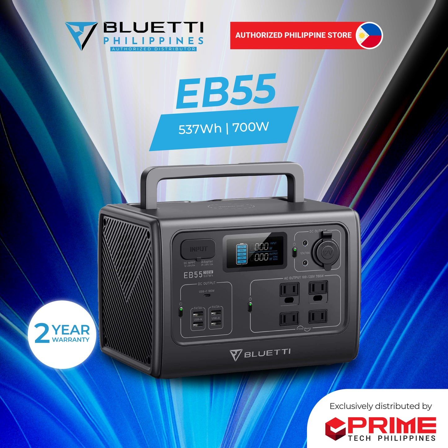 AUTHORIZED BLUETTI EB55 Portable Power Station (700W)