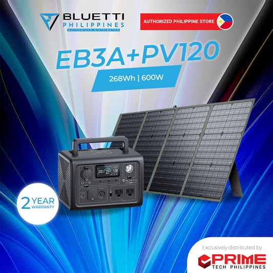 BLUETTI EB3A 600W with PV120 Solar Panel Portable Power Station 268Wh LiFePO4 Battery Backup Solar