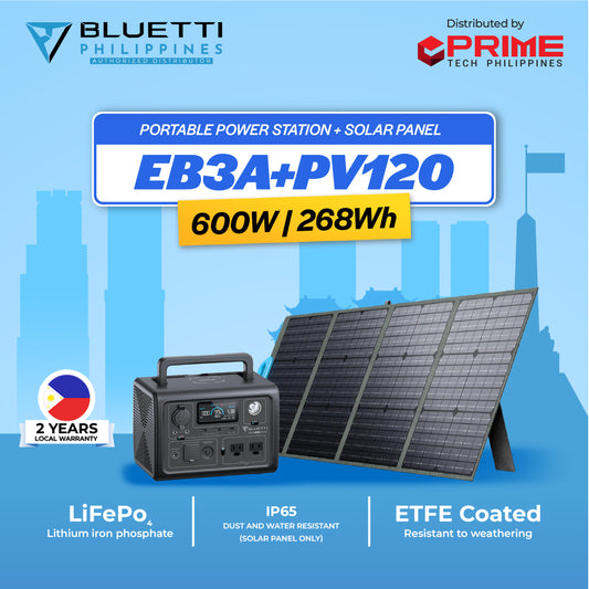 BLUETTI EB3A 600W with PV120 Solar Panel Portable Power Station 268Wh LiFePO4 Battery Backup Solar