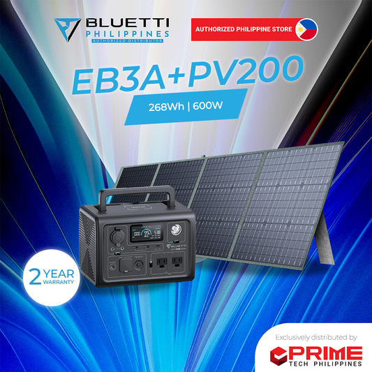 BLUETTI EB3A 600W with PV200 Solar Panel Portable Power Station 268Wh LiFePO4 Battery Backup Solar