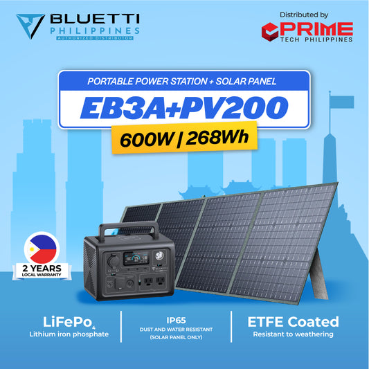 BLUETTI EB3A 600W with PV200 Solar Panel Portable Power Station 268Wh LiFePO4 Battery Backup Solar