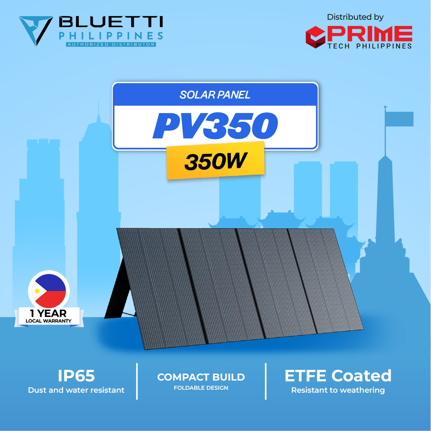 BLUETTI PV350 350W Foldable Solar Panel | High-Efficiency Portable Charger for Power Stations, Camping, Outdoor Backup | 1-Year Local Warranty